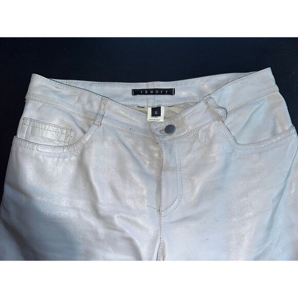 THEORY OFF WHITE LAMB LEATHER JEANS MADE IN ITALY 6 - Picture 9 of 9